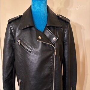 Lane Bryant Black Leather Military Jacket